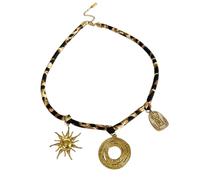 Fahoujs Élégant Collier Sanctuaire Or Starfishes Sur Câble Imprimé Léopard Chaîne de Cou Unique Parfait Pour Les Amateurs De Facteur Marine Bijoux De Style Femmes, taille unique, Comme décrit, Comme
