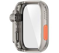Fahoujs Étui anti-sablage Couverture complète Protection d'écran pour montre Fit 4 Housses d'appareils portables Verre trempé Coque de protection noire