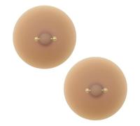 Fahoujs Faux bijoux percés pour femmes - Cache-tétons - Lingerie réutilisable - Pâtes adhésives - Coussinets de soutien-gorge - Accessoire intime - Silicone invisible, Ruban de café doré I, taille