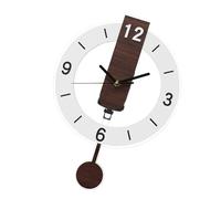 Fahoujs Horloge Murale Calme Moderne Gros Chiffres Arabes Grains en Bois Acrylique Suspendu avec Pendule pour Les Décors du Bureau À Domicile