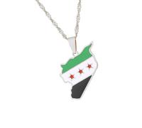 Fahoujs Longueur réglable Collier Syrie Carte Pendentif Collier Mode Artisanat Pour L'amour Voyage Symbole Culture Pendentif