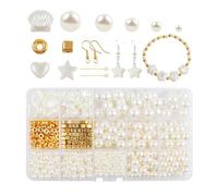 Fahoujs Lot de 1020 perles d'imitation de tailles assorties avec connaissances pour boucles d'oreilles, bracelets, colliers, fabrication de fournitures pour adultes