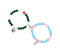 Fahoujs Lot de 2 bracelets à breloques magnétiques - Paire de bracelets de cheville réglables - Unisexe - Texture verre - Parfait pour les couples - Articulation de la mode - Bijoux