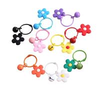 Fahoujs Lot de 9 porte-clés colorés en forme de fleurs miniatures avec cloches pour décoration de porte-clés élégante Accessoires de mode Sac à dos Accessoires de mode