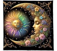 Fahoujs Lune Fleur Motif Soleil Astrologie Nappe Tarots Nappe Divine Tissu Givinations Jeu de société Accessoire Autels Cartes de Tarot Tissu