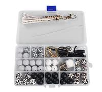 Fahoujs Perles en silicone pour porte-clés - Bracelet pour perles - Support de voiture pour la décoration avec pompons - Perles en silicone