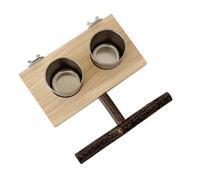 Fahoujs Perroquets Perchés Debout avec Plat Tasse À Bois Stand D'oiseau en Bois pour Nourrir Le Carnet De Carcons D'oiseau Perche Bol Nourriture Les Perruches Animaux Compagnie