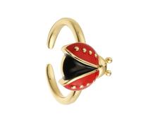 Fahoujs Six Dot Ladybirds Bijoux Anneaux Réglable Taille Vive Peint à la Main Décoration Émaillée Cuivre Léger Mode Bagues Colorées Goutte Émail Réglable, comme décrit