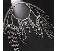 Fahoujs Suisseaux Multicouches À Multicouche Bijoux De Bijoux Épaule Accessoire Chaîne Carrosserie Réglable Pour Les Femmes Élégantes Tarnités La Soirée Crystals Chaîne D'épaule