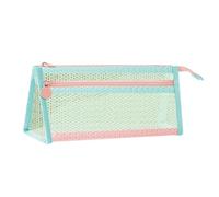 Fahoujs Trousse à crayons transparente - Double couche - Porte-stylo - Bureau scolaire - Fourniture de poches transparentes - Organisateurs en maille à double couche, vert