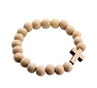Fahoujs Wooden Bangle Allergy-Safe Charm Beads for Casual & Formal Occasions Sustainable Christian Wooden Hand Chain