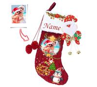 FAHOXUMR Chaussettes de Noël Personnalisées avec Ornement de Noël, Chaussettes de Noël Personnalisées avec Noms+ Photo, Chaussettes de Noël Personnalisées pour Chien, Cadeaux de Noël (1 Pcs)