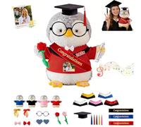 FAHOXUMR Manchot De Diplôme Personnalisé avec Texte Et Photo pour Le Diplôme Et La Saint Valentin, Graduation Penguin Plush Peluche Individuelle pour Maternelle Lycée Et Diplômés Universitaires 20cm