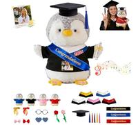 FAHOXUMR Manchot De Diplôme Personnalisé avec Texte Et Photo pour Le Diplôme Et La Saint Valentin, Graduation Penguin Plush Peluche Individuelle pour Maternelle Lycée Et Diplômés Universitaires 20cm