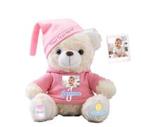 FAHOXUMR Ours en Peluche Personnalisé Bébé Mon Premier Nounours avec Texte Et Photo, Teddy Bear Cadeau Nouveau Né Cadeau Saint Valentin Cadeau Anniversaire 25cm