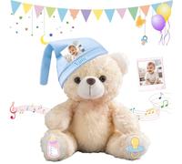 FAHOXUMR Ours en Peluche Personnalisé Bébé Mon Premier Nounours avec Texte Et Photo, Teddy Bear Cadeau Nouveau Né Cadeau Saint Valentin Cadeau Anniversaire 25cm