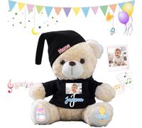 FAHOXUMR Ours en Peluche Personnalisé Bébé Mon Premier Nounours avec Texte Et Photo, Teddy Bear Cadeau Nouveau Né Cadeau Saint Valentin Cadeau Anniversaire 25cm