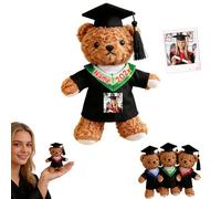 FAHOXUMR Ourson Personnalisable Petite Taille pour Diplôme avec Photo Texte 12cm, Small Graduation Teddy Bear Cadeau de Fin d Études Personnalisé pour Lui ou Elle Idée Cadeau pour La Famille Lycée