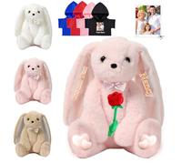FAHOXUMR Peluche Lapin Personnalisé, Peluche Lapin Personnalisé avec Photo Texte comme Personalized Bunny Plush for Baby Gift, Cadeau d'anniversaire pour Enfants Adultes, 32 cm