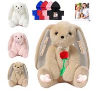 FAHOXUMR Peluche Lapin Personnalisé, Peluche Lapin Personnalisé avec Photo Texte comme Personalized Bunny Plush for Baby Gift, Cadeau d'anniversaire pour Enfants Adultes, 32 cm