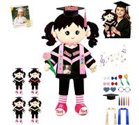 FAHOXUMR Peluche Poupée De Remise De Diplôme Personnalisée avec Coiffe Et Robe De Diplôme, Peluche Douce Personnalisée 40cm Cadeau De Fin D’études pour Filles La Maternelle Au Universitaire