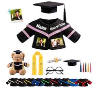 FAHOXUMR Vêtements Personnalisés Ours de Graduation avec Photo Texte, Graduation Bear Clothes pour Peluche 20-40cm, Idéal Cadeau de Graduation pour Enfant à Personnaliser