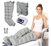 FahQuintuple Bottes Pressothérapie Drainage Lymphatique 6 Chambres, Gris L | Appareil de Massage, Lourdes Jambes, Amélioration Circulation Sanguine, Pression & Durée Réglables, 2 Jambes+Ventre
