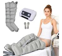FahQuintuple Bottes Pressothérapie Drainage Lymphatique 6 Chambres, Gris M | Appareil de Massage, Lourdes Jambes, Amélioration Circulation Sanguine, Pression & Durée Réglables, 2 Jambes