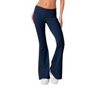 Faible Taille Jambières pour Femmes ConPourtable Évasé Pliés De Yoga Yoga Pantalon Solide Couleur Cloche Culotte Entraînement Gym Jambières Marine L Pantalon Ete Femme Leger Pantacourt Sport Femme