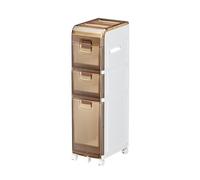 Failjierue Armoire de rangement de salle de bain à 2/3/4 niveaux avec roulettes - Organiseur étroit et étanche pour papier toilette, aucun assemblage nécessaire, étagère autonome (3e étage)