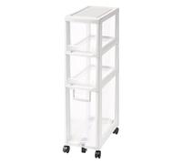 Failjierue Armoire de rangement étroite empilable pour salle de bain, 35,6 cm de large, avec grands tiroirs transparents et cadre renforcé, unité d'angle peu encombrante (blanc, 3 niveaux)