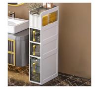 Failjierue Armoire de rangement étroite et fine pour salle de bain avec tiroirs - Petit espace de rangement au sol pour salle de bain, cuisine, buanderie (4 niveaux)