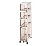 Failjierue Armoire de rangement étroite - Organisateur de salle de bain empilable de 35,6 cm de large avec grands tiroirs transparents et cadre renforcé, unité d'angle peu encombrante (gris, 4 niveaux