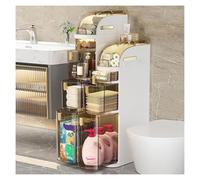 Failjierue Armoire de rangement étroite pour salle de bain avec porte-papier toilette, organiseur autonome mince pour petits espaces, boîte de rangement mobile au sol pour espaces de salle de bain (4