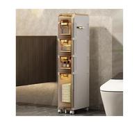 Failjierue Armoire de rangement étroite pour salle de bain - Organiseur de sol haut avec tiroirs, coin fin et armoire latérale de toilette pour lavabo de baignoire (4e étage)