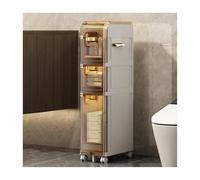 Failjierue Armoire de rangement étroite pour salle de bain - Organiseur de sol haut avec tiroirs, coin fin et armoire latérale de toilette pour lavabo de baignoire (3ème étage)