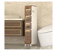 Failjierue Armoire de rangement étroite pour serviettes de salle de bain autonome avec tiroirs et poignées pour petite salle de bain, toilettes, espace de buanderie (4e étage)