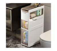 Failjierue Armoire de rangement fine pour salle de bain, étagère latérale étroite pour toilettes avec porte-mouchoirs, organiseur mince pour petits espaces - Armoire autoportante pour salle de bain (3