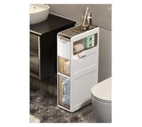 Failjierue Armoire de rangement pour salle de bain de 18 cm pour petits espaces - Boîte de rangement pour espace étroit - Boîte de rangement avec tiroir transparent et roulettes (3 niveaux)