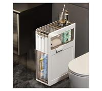 Failjierue Armoire de rangement pour salle de bain de 18 cm pour petits espaces - Boîte de rangement pour espace étroit - Boîte de rangement avec tiroir transparent et roulettes (2 niveaux)