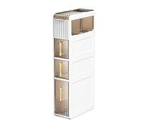 Failjierue Armoire de rangement pour salle de bain de 18 cm pour petits espaces - Boîte de rangement pour espace étroit - Boîte de rangement avec tiroir transparent et roulettes (4 niveaux)