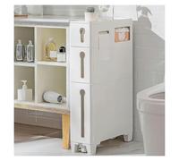 Failjierue Armoire de salle de bain autonome blanche - Rangement d'angle fin en plastique avec étagères, organiseur de toilettes peu encombrant, meuble de sol pour petite salle de bain, cuisine ou