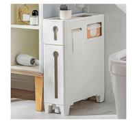 Failjierue Armoire de salle de bain autonome blanche - Rangement d'angle fin en plastique avec étagères, organiseur de toilettes peu encombrant, armoire de sol pour petite salle de bain, cuisine ou