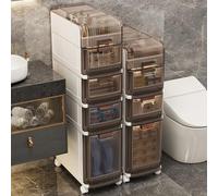 Failjierue Armoire de salle de bain mince avec roulettes et tiroirs - Organiseur de papier toilette étroit pour salle de bain, chambre à coucher, cuisine et salon - Unité de rangement peu encombrante