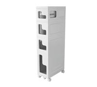 Failjierue Armoire de salle de bain verticale fine - Rangement mobile étroit avec tiroirs et roulettes, chariot de rangement de papier toilette de grande capacité pour petits espaces (4 niveaux)