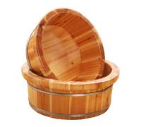 Failjierue Baignoire pour pieds en bois naturel avec massage - Bassine simple pour la maison/le bureau, le spa, bain de pieds ergonomique (16 x 43 cm)