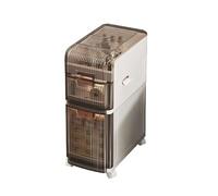 Failjierue Chariot de rangement étroit - Armoire de salle de bain verticale avec tiroirs et roulettes transparents, armoire de sol mince pour les petits espaces et les espaces interstices côté