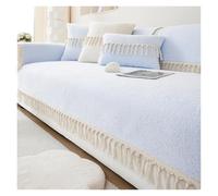 Failjierue Housse de canapé sectionnelle super douce et chaude en peluche courte avec pompon blanc, couleurs chaudes, style 1, taie d'oreiller (30 x 50 cm)