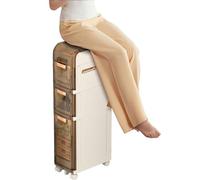 Failjierue Meuble de rangement autonome étroit pour salle de bain avec tiroirs et roulettes transparents - Organisateur d'angle pour serviettes, papier toilette - Convient aux petites cuisines