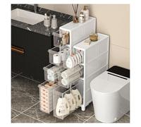 Failjierue Meuble de rangement de salle de bain mince à 3/4 niveaux avec roulettes, unité verticale étroite de 14 cm pour petits espaces, organiseur autonome pour chambre à coucher, cuisine et salle